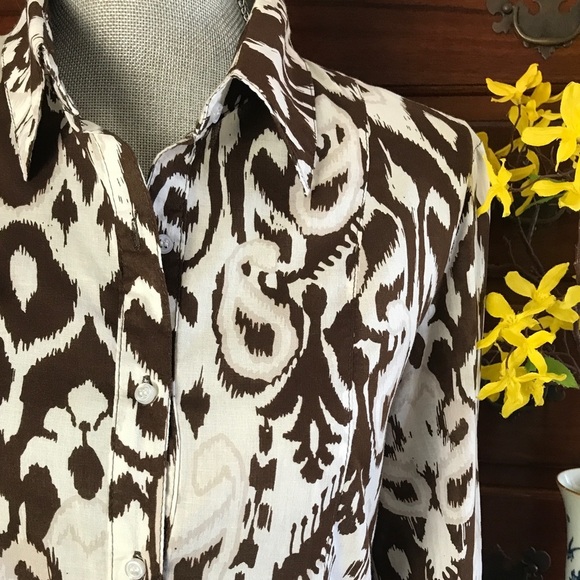 Cailey 22 Tops - Cailey 22 Paisley Blouse Brown & Cream Size M